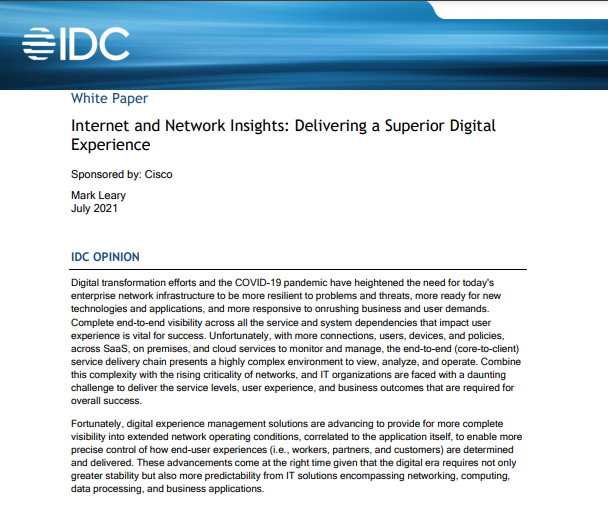  Internet and Network Insights: Delivering a Superior Digital Experience