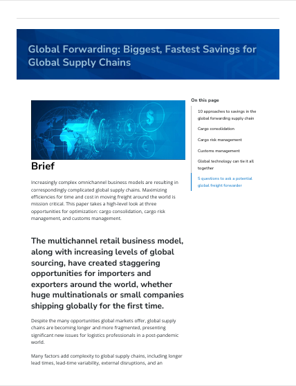  Global Forwarding Biggest Fastest Savings for Global Supply Chains